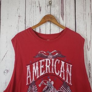 American Rider Powered by Freedom Mens T Shirt Size 2Xl Sleeveless Cotton Red